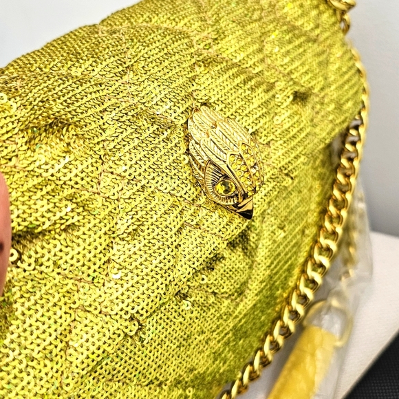 Kurt Geiger London Midi Kensington Sequins Crossbody – Golden Yellow - NWT - Picture 3 of 7